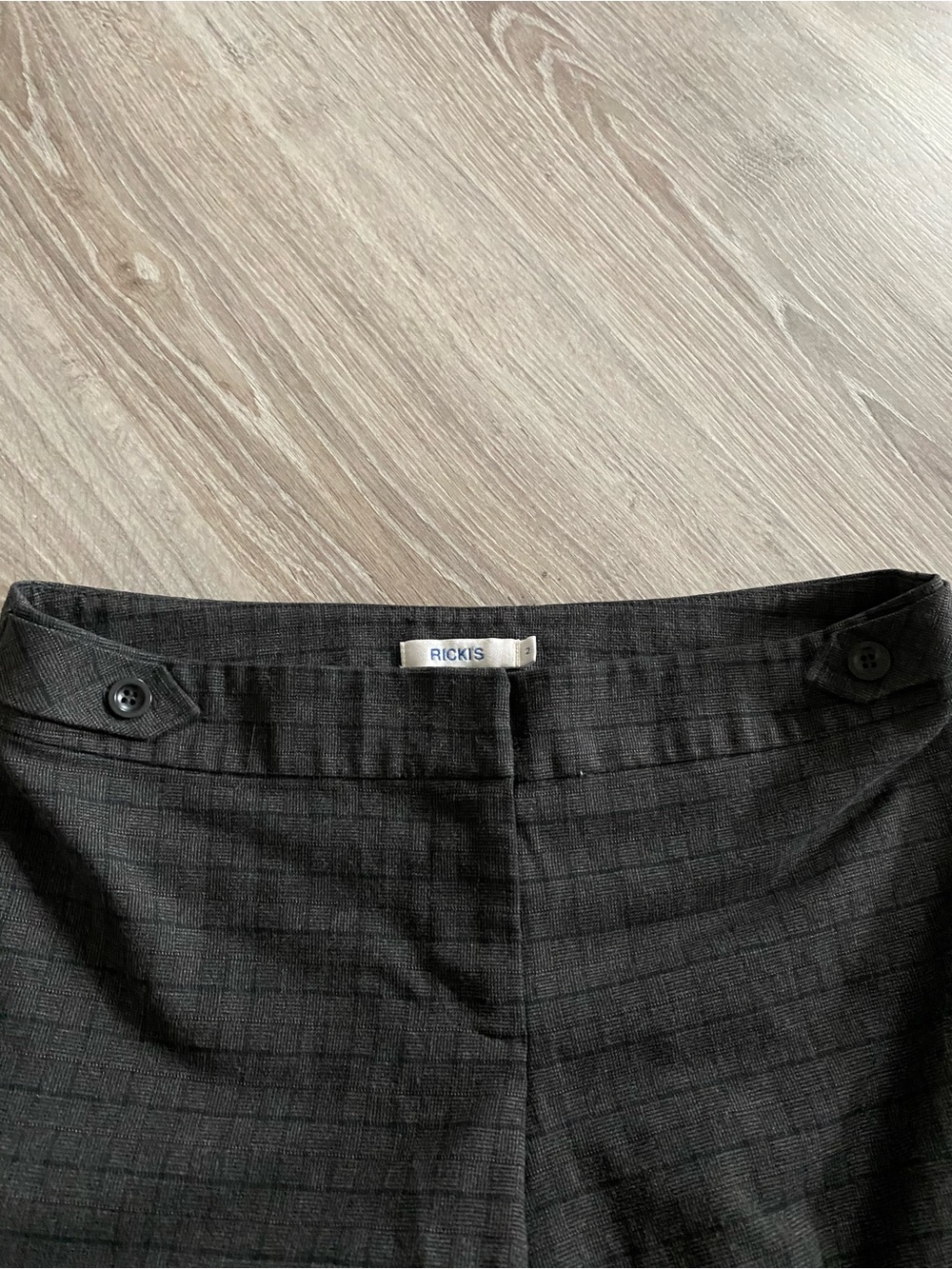 Vintage Low Waisted Ricki's Black Plaid Wide-Leg Trousers - Picture 2 of 7